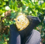 Bubble Letter Bear Head Ring for Men Real Gold Plated Hip Hop Jewelry