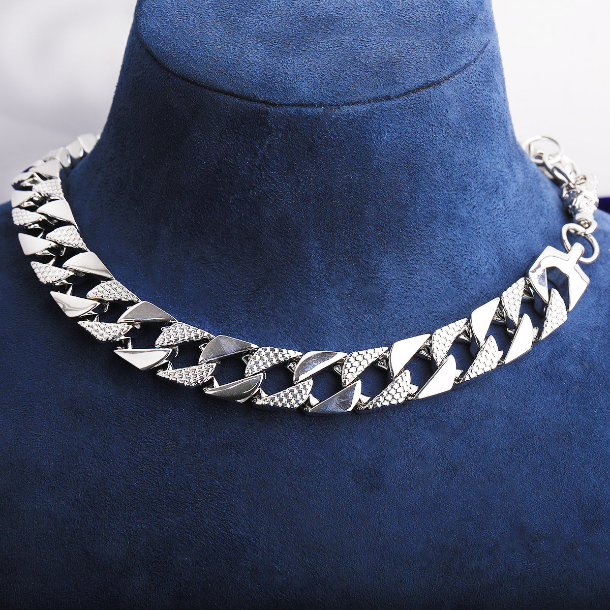 Bubble Letter 15mm Semi Patterned Cuban Link Belcher Chain Men Necklace Choker Real Copper Gold Plated Hip Hop Jewelry Alber Clasp