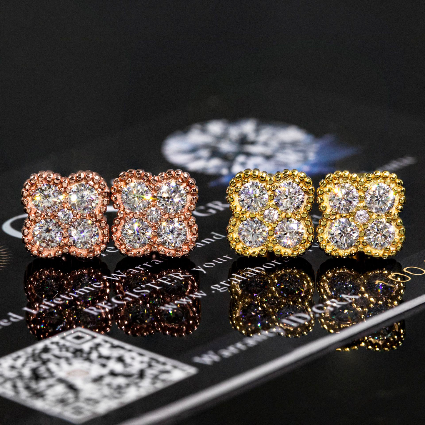 Bubble Letter Silver Moissanite VVS Flower Stud Earring for Women Hip Hop Jewelry