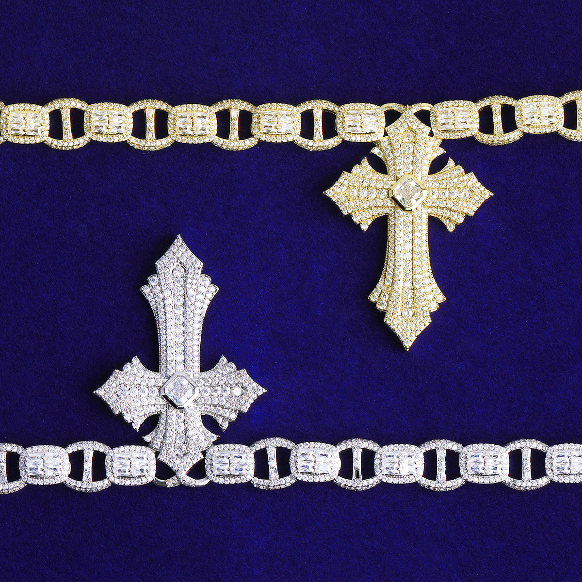 Bubble Letter Iced Out Coffee Bean Link Chain for Men 5A Cubic Zirconia Gold Plated Hip Hop Jewelry