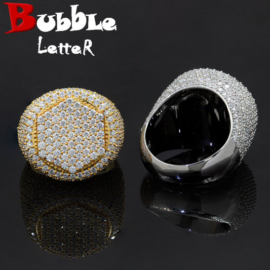 Bubble Letter Silver Moissanite VVS Seal Ring for Men Hip Hop Jewelry