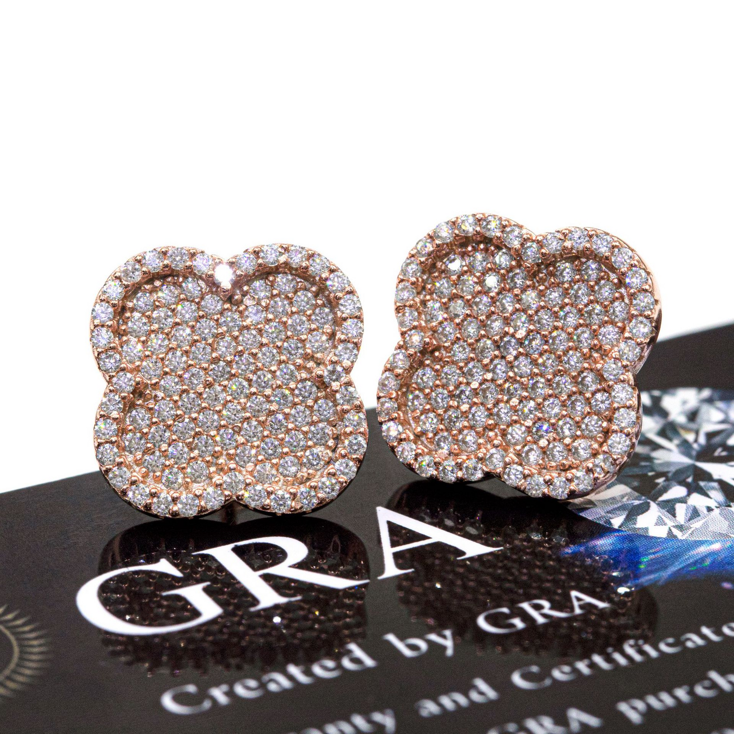 Bubble Letter Silver Moissanite VVS Cross Flower Stud Earring for Women Hip Hop Jewelry