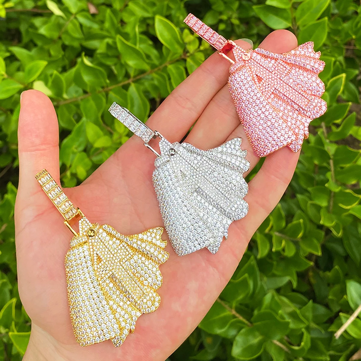 Bubble Letter Iced Out Holleween Number 4 Necklace Pendant for Men 5A Cubic Zirconia Gold Plated Hip Hop Jewelry