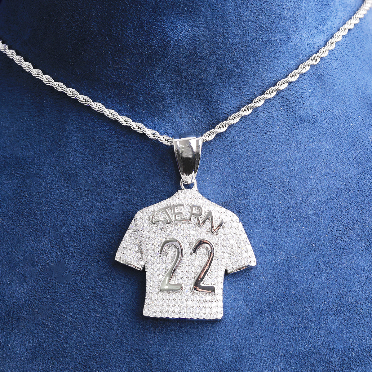 Bubble Letter Iced Out Stern 22 Necklace Pendant for Men 5A Cubic Zirconia Hip Hop Jewelry