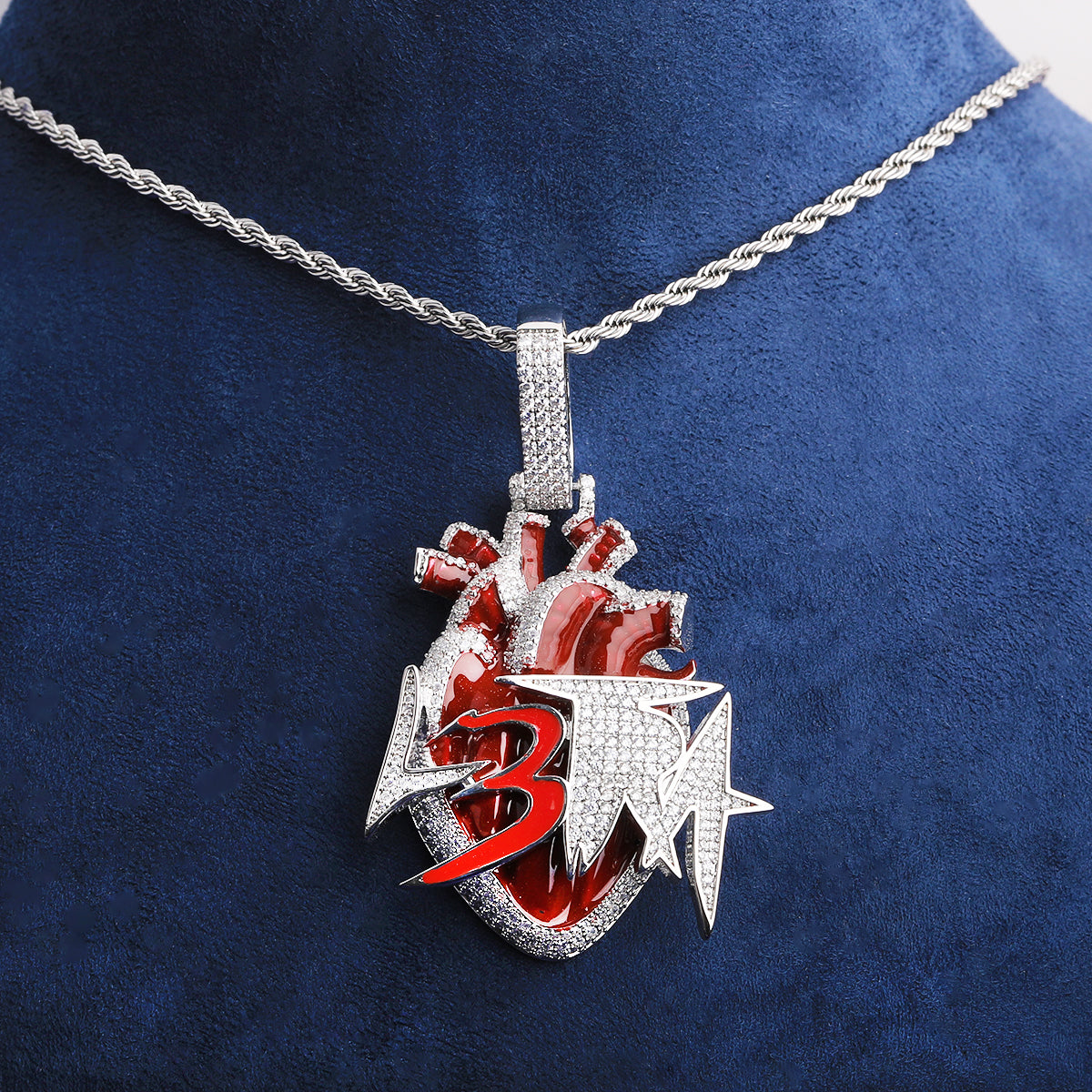 Bubble Letter Iced Out Colgante L3tra Grande Oro Blanco Necklace Pendant for Men 5A Cubic Zirconia Gold Plated Hip Hop Jewelry