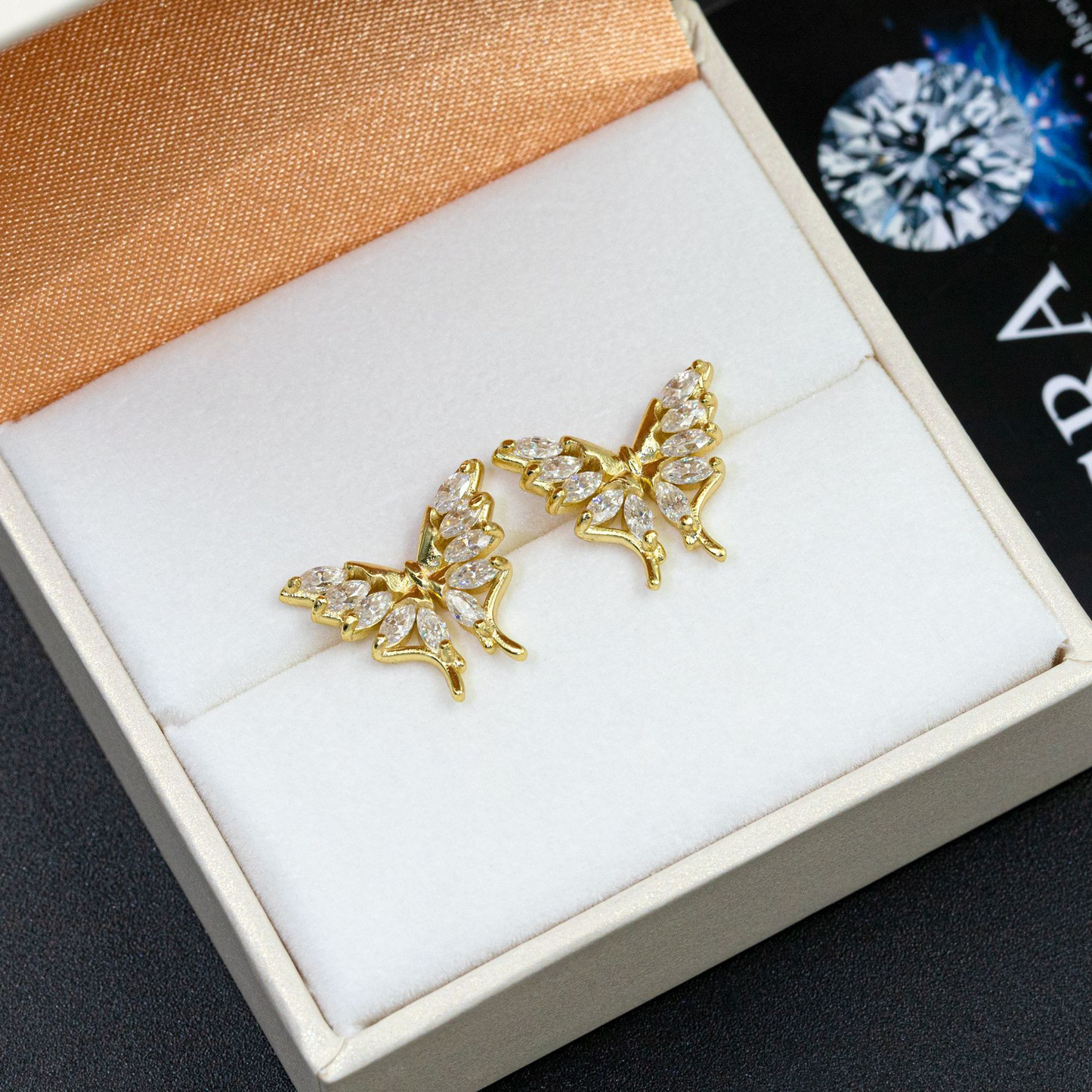 Bubble Letter Silver Moissanite VVS Butterfly Stud Earring for Women Hip Hop Jewelry