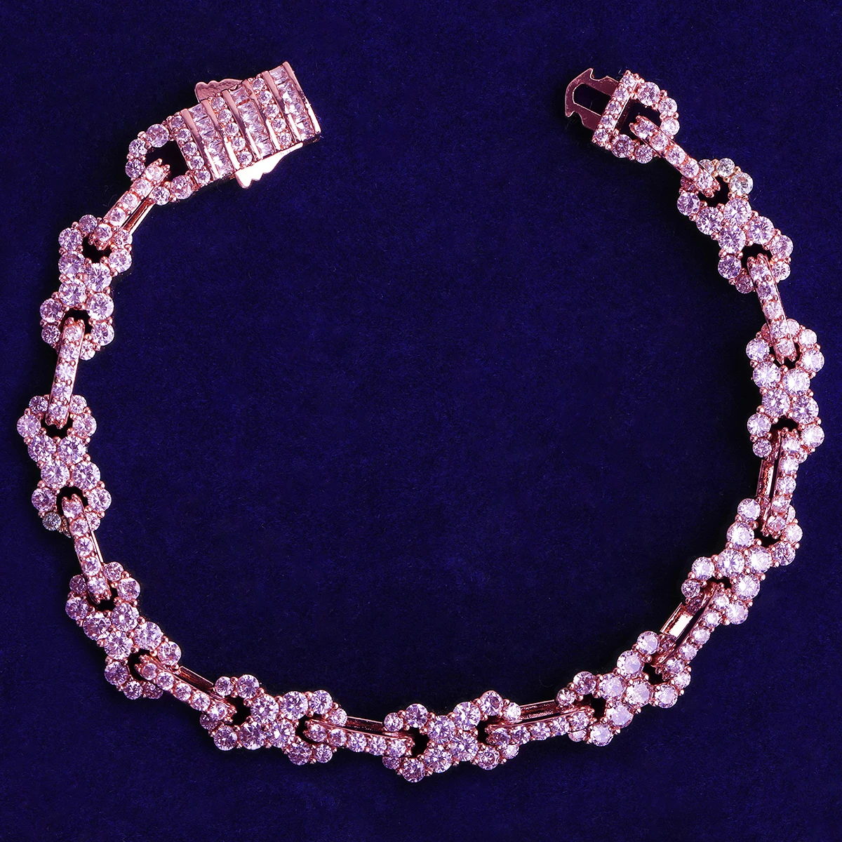 Bubble Letter Iced Out Infinity Link Bracelet for Men 5A Cubic Zirconia Prong Setting Hip Hop Jewelry