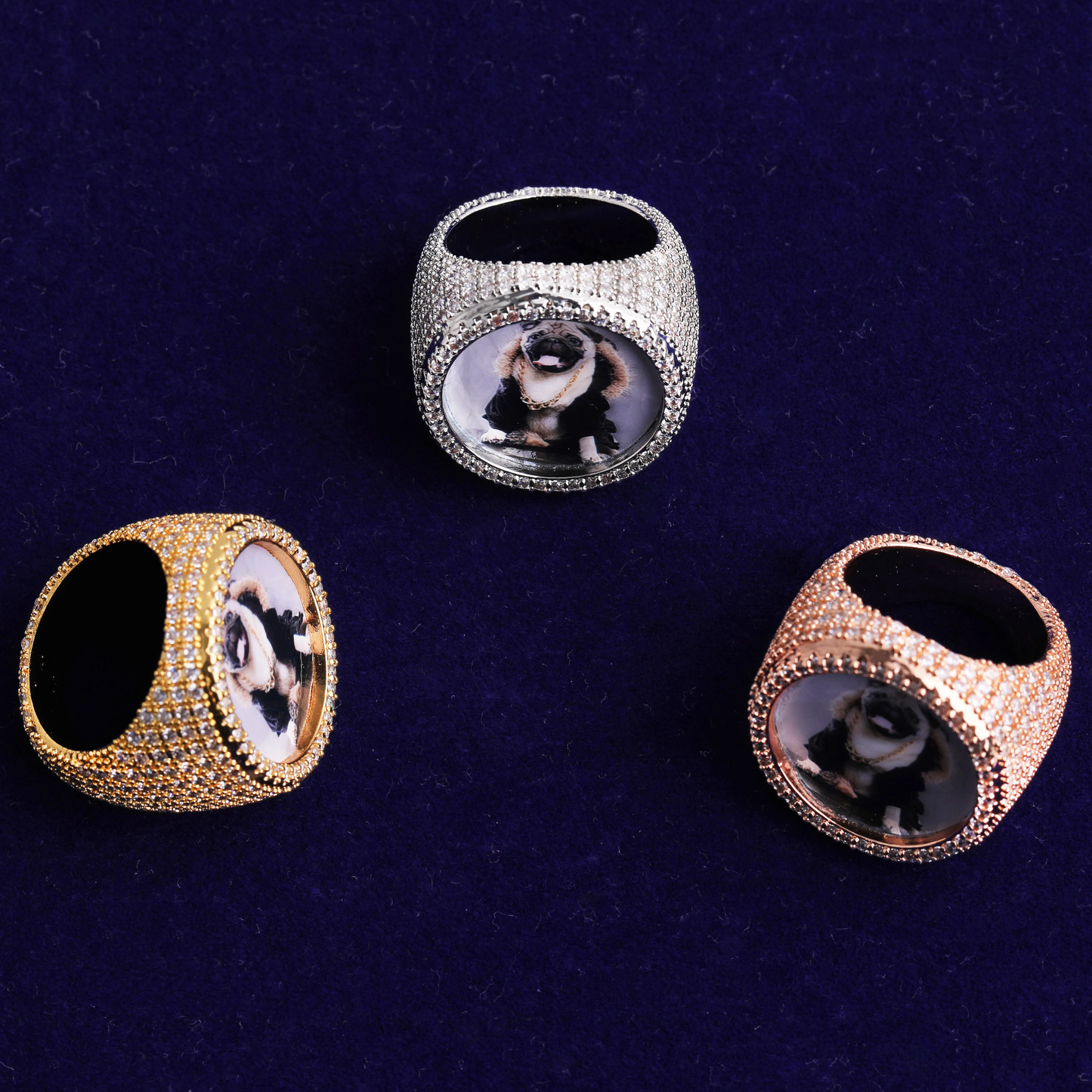 Bubble Letter Iced Out Custom Photo Round Circle Ring for Men Personalized Picture Cubic Zirconia Hip Hop Jewelry