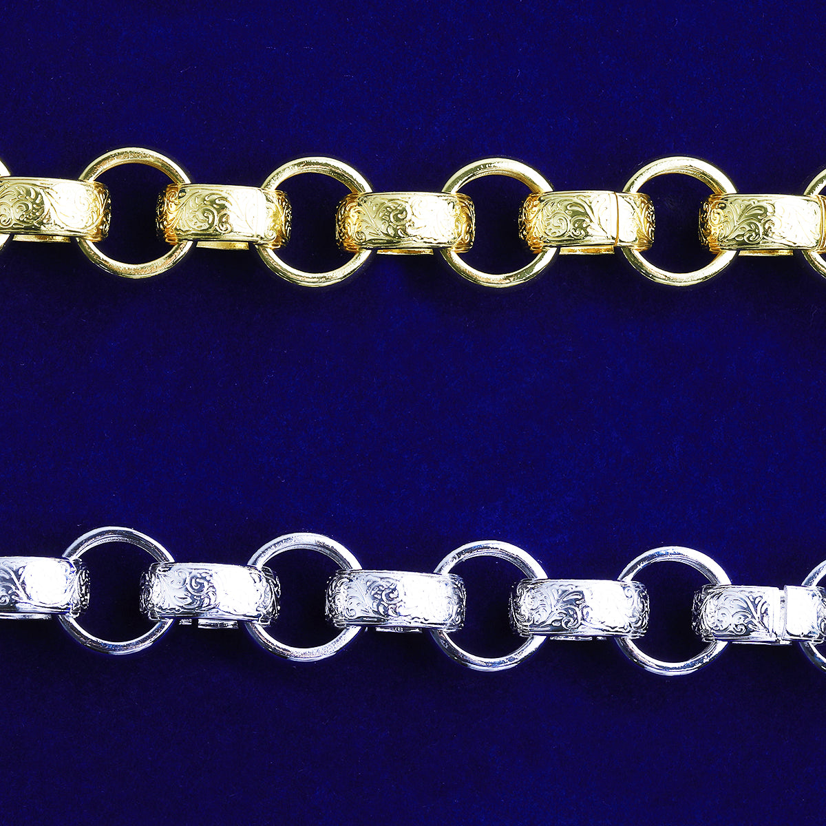 Bubble Letter Semi Pattered Circle Belcher Link Chain for Men Real Gold Plated Hip Hop Jewelry