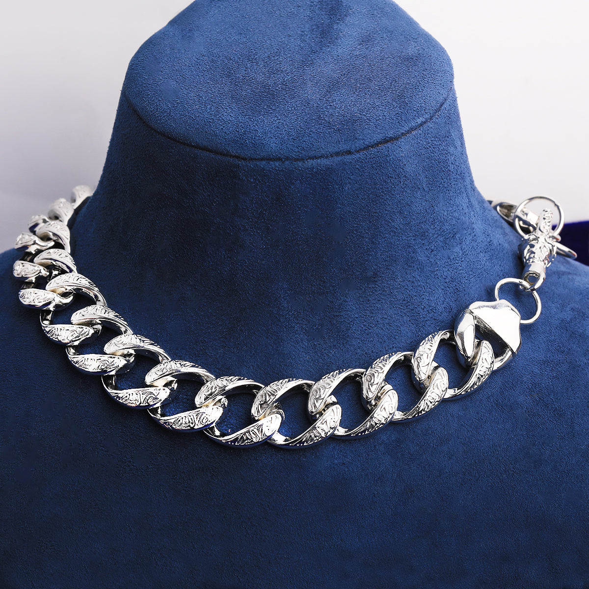 Bubble Letter Patterned Rounded Link Chain for Men Necklace Choker Real Copper Gold Plated Hip Hop Jewelry