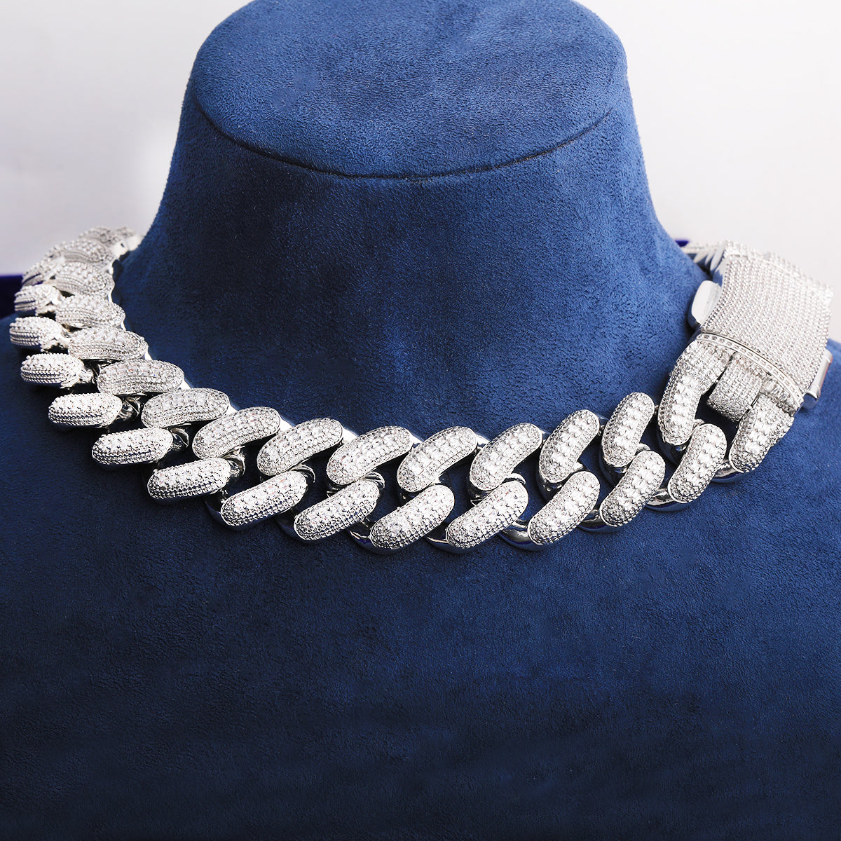 Bubble Letter 32mm Iced Out Thick Heavy Miami Baguette Cuban Link Chain for Men 5A Cubic Zirconia Gold Plated Hip Hop Jewelry
