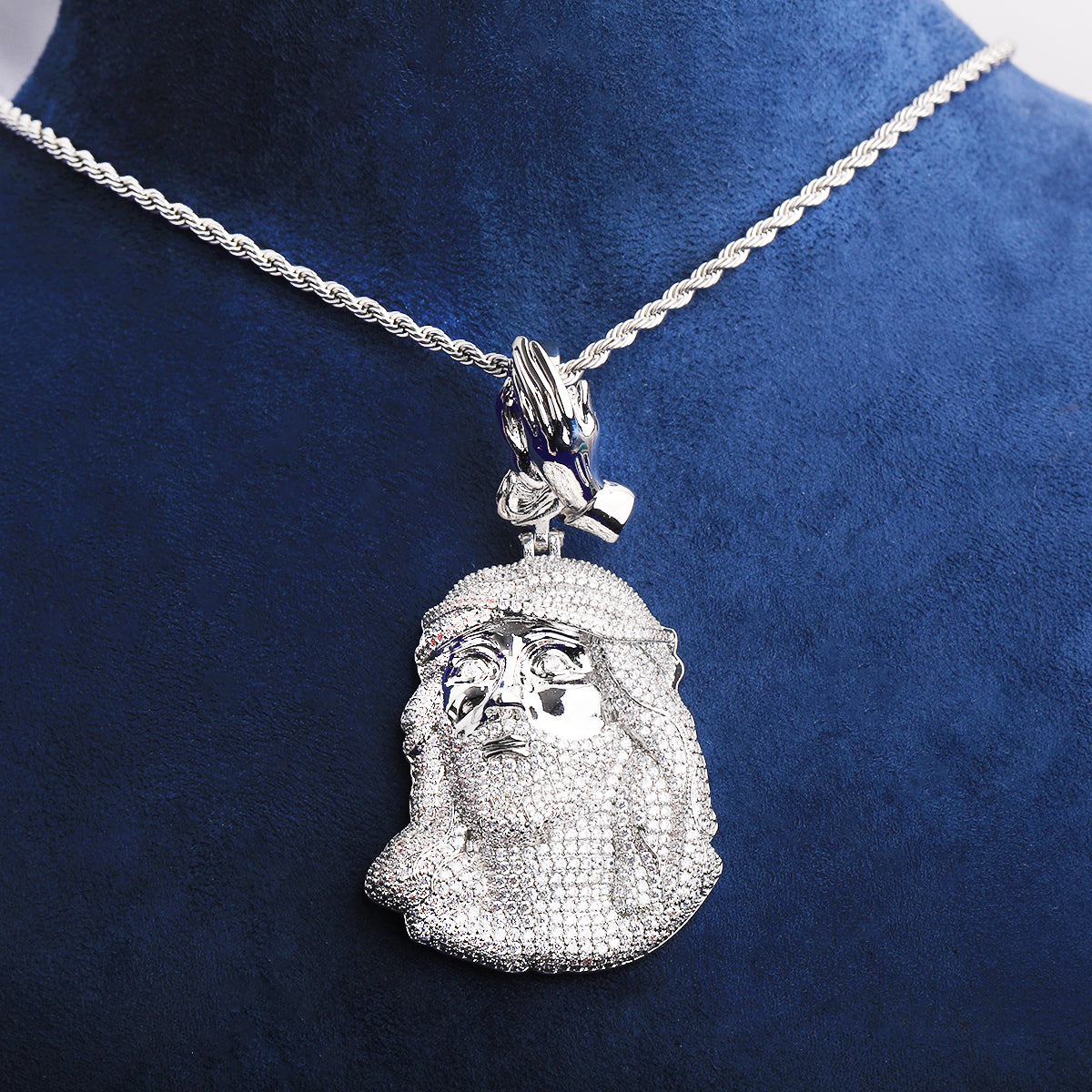 Bubble Letter Iced Out Jesus Prayer Necklace Pendant for Men 5A Cubic Zirconia Gold Plated Hip Hop Jewelry