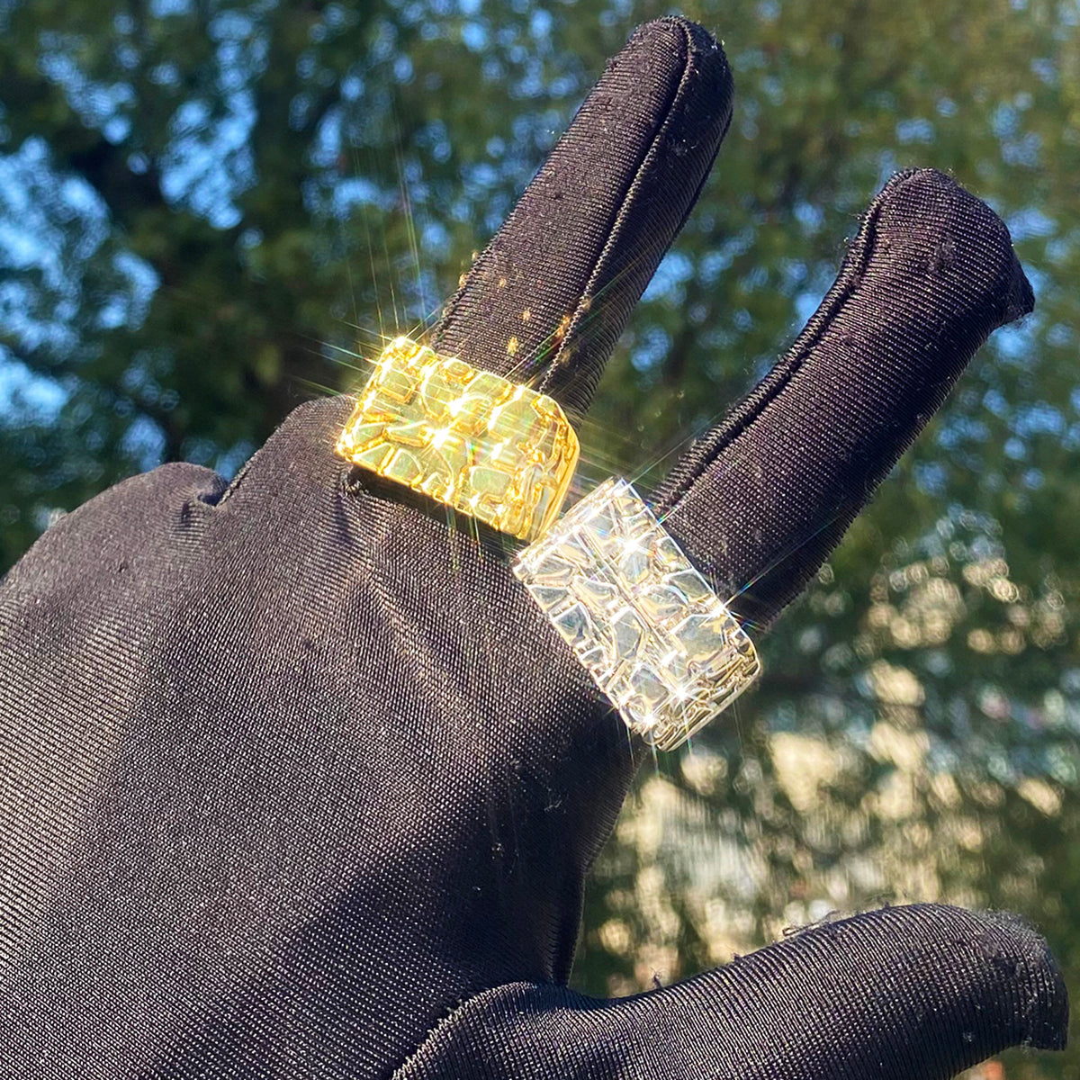 Bubble Letter Nugget Ring for Men Real Gold Plated Hip Hop Jewelry