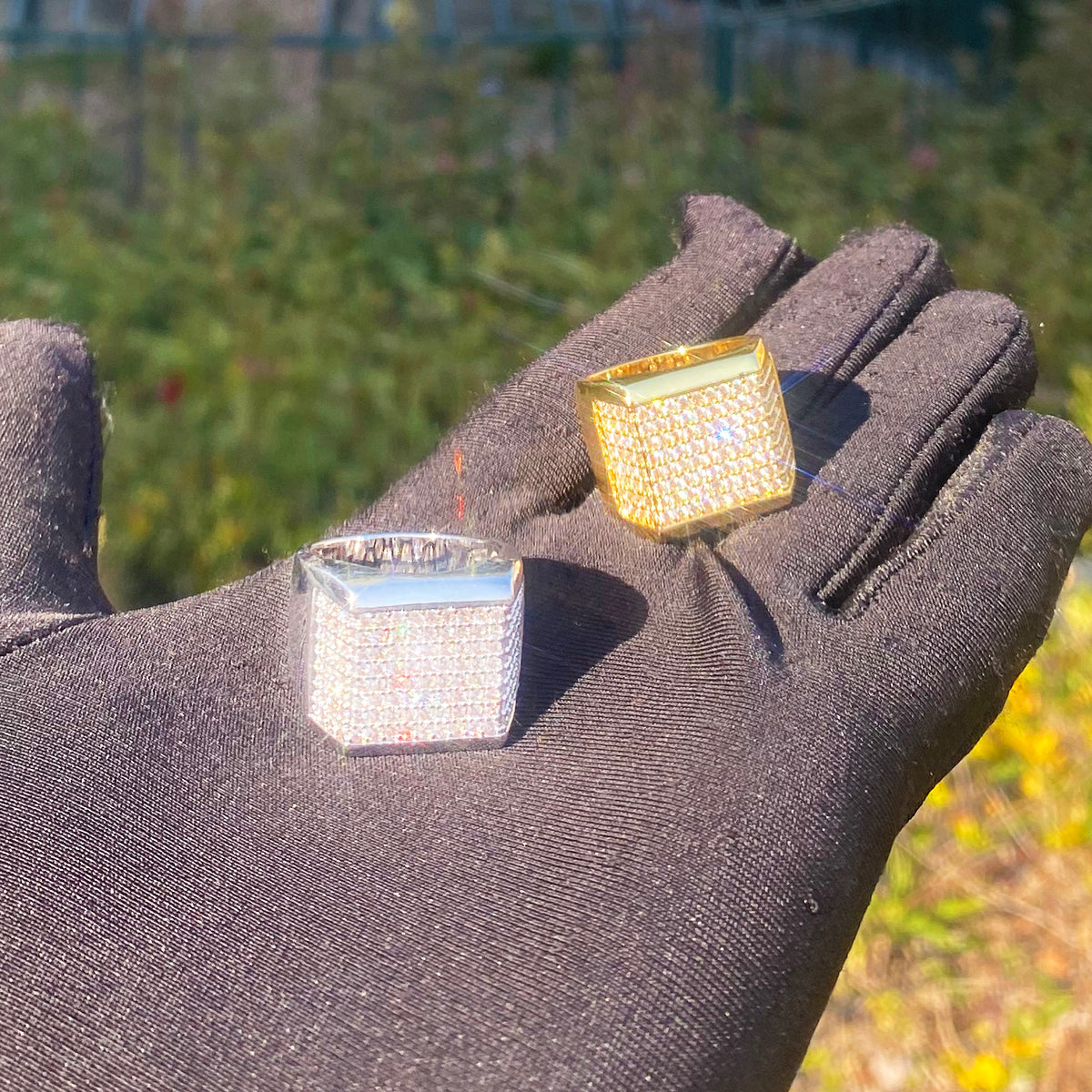 Bubble Letter Iced Out Men Ring for Men 5A Cubic Zirconia Real Gold Plated Hip Hop jewelry
