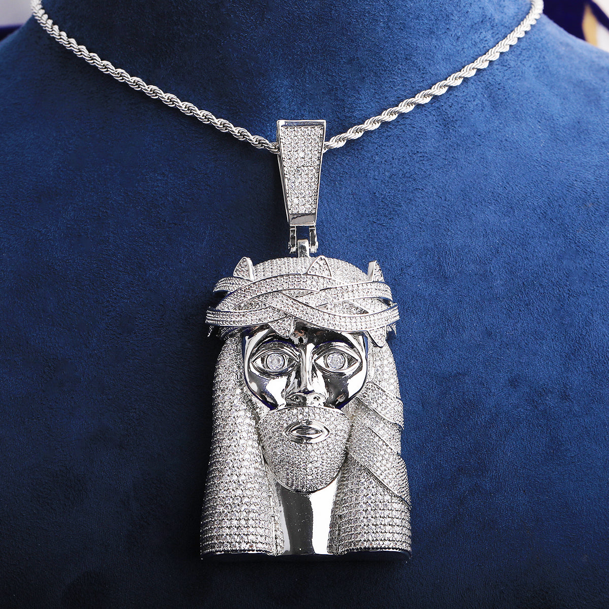 Bubble Letter Iced Out Super Jesus Necklace Pendant for Men 5A Copper Cubic Zirconia Hip Hop Jewelry