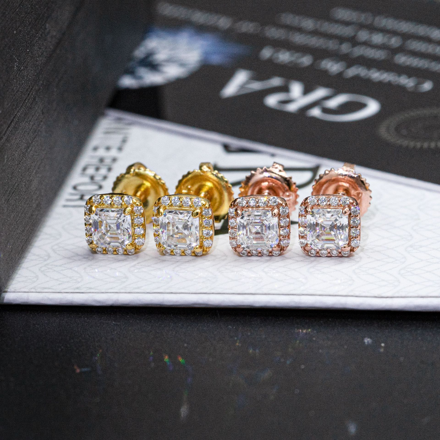 Bubble Letter Silver Moissanite Square Baguette Stud Earring for Men Hip Hop Jewelry