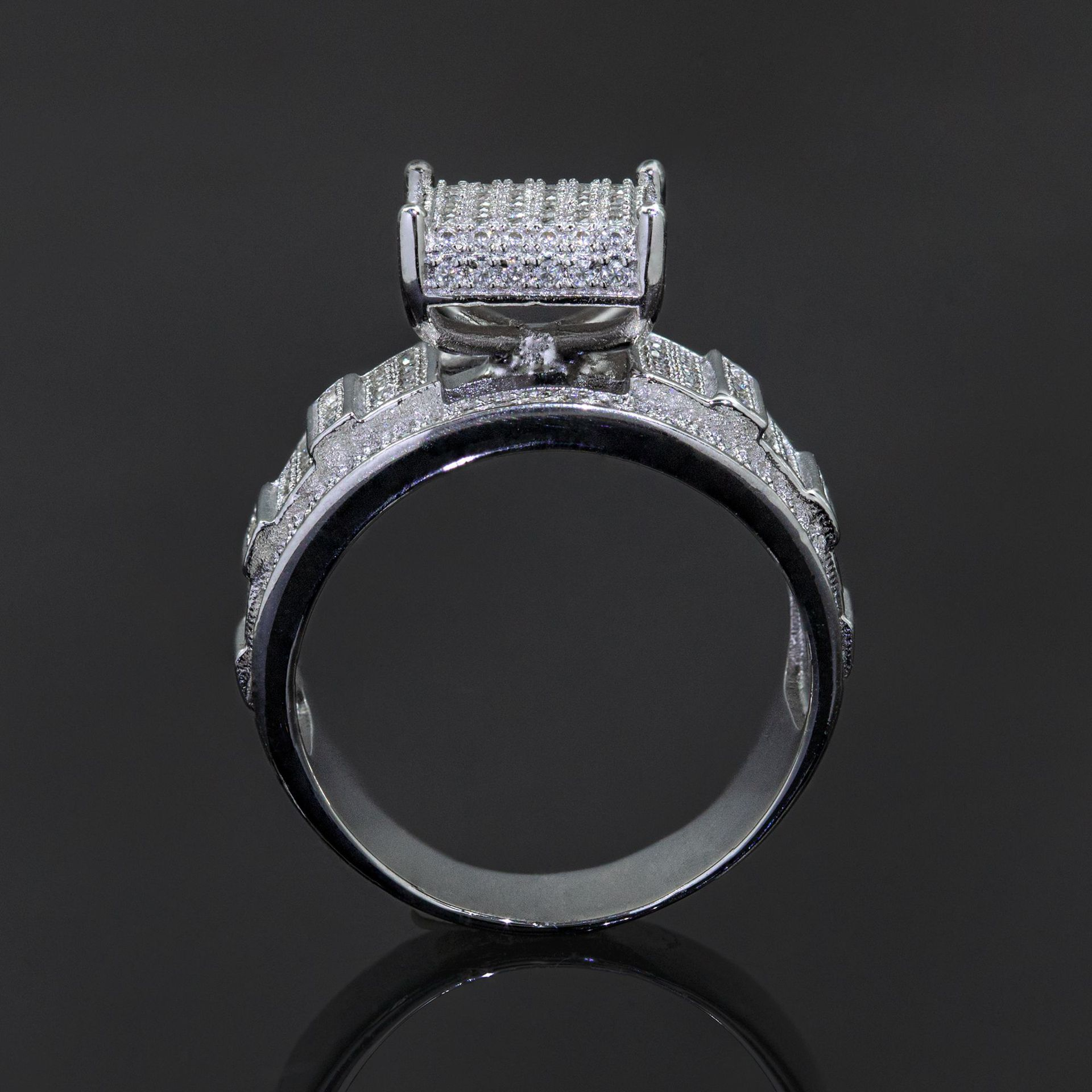 Bubble Letter Silver Moissanite Wedding Ring for Men Hip Hop Jewelry