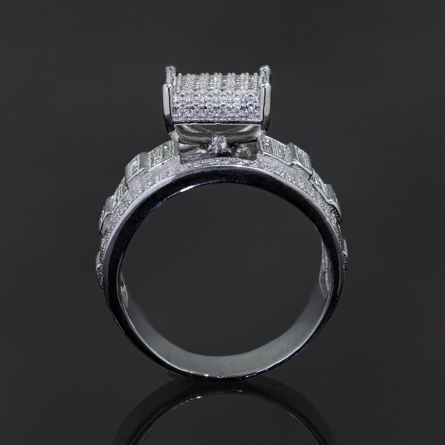 Bubble Letter Silver Moissanite Wedding Ring for Men Hip Hop Jewelry