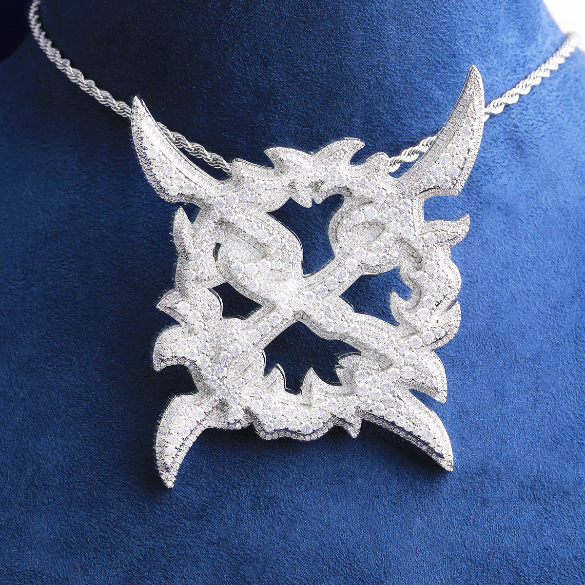 Bubble Letter Iced Out X Sun Flower Necklace Pendant for Men 5A Cubic Zirconia Hip Hop Jewelry