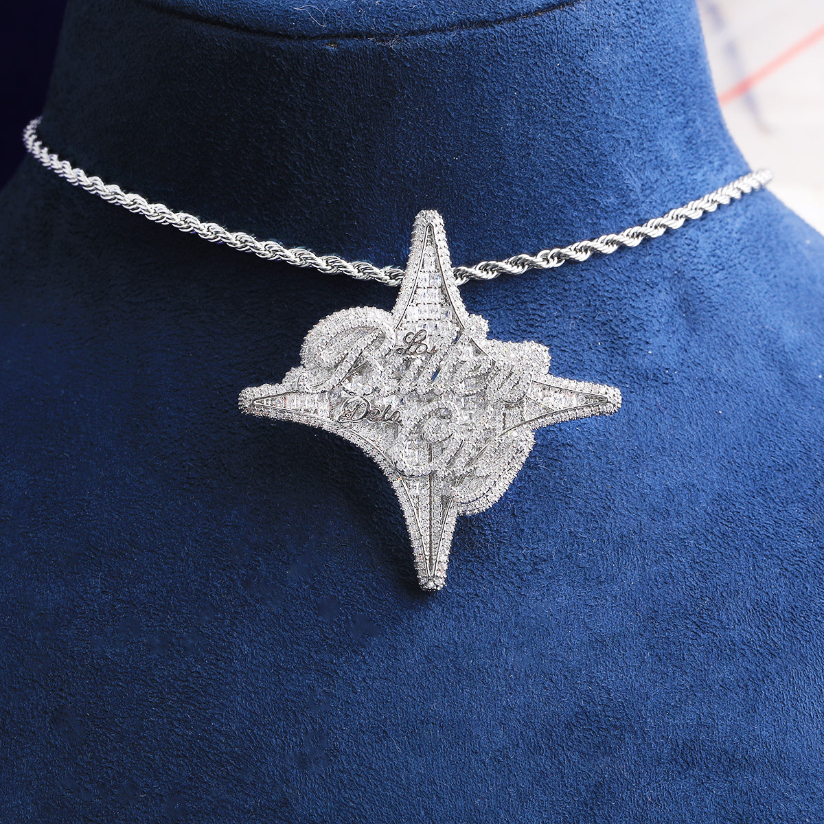 Bubble Letter Iced Out Balle De La City Necklace Pendant for Men 5A Cubic Zirconia Hip Hop Jewelry