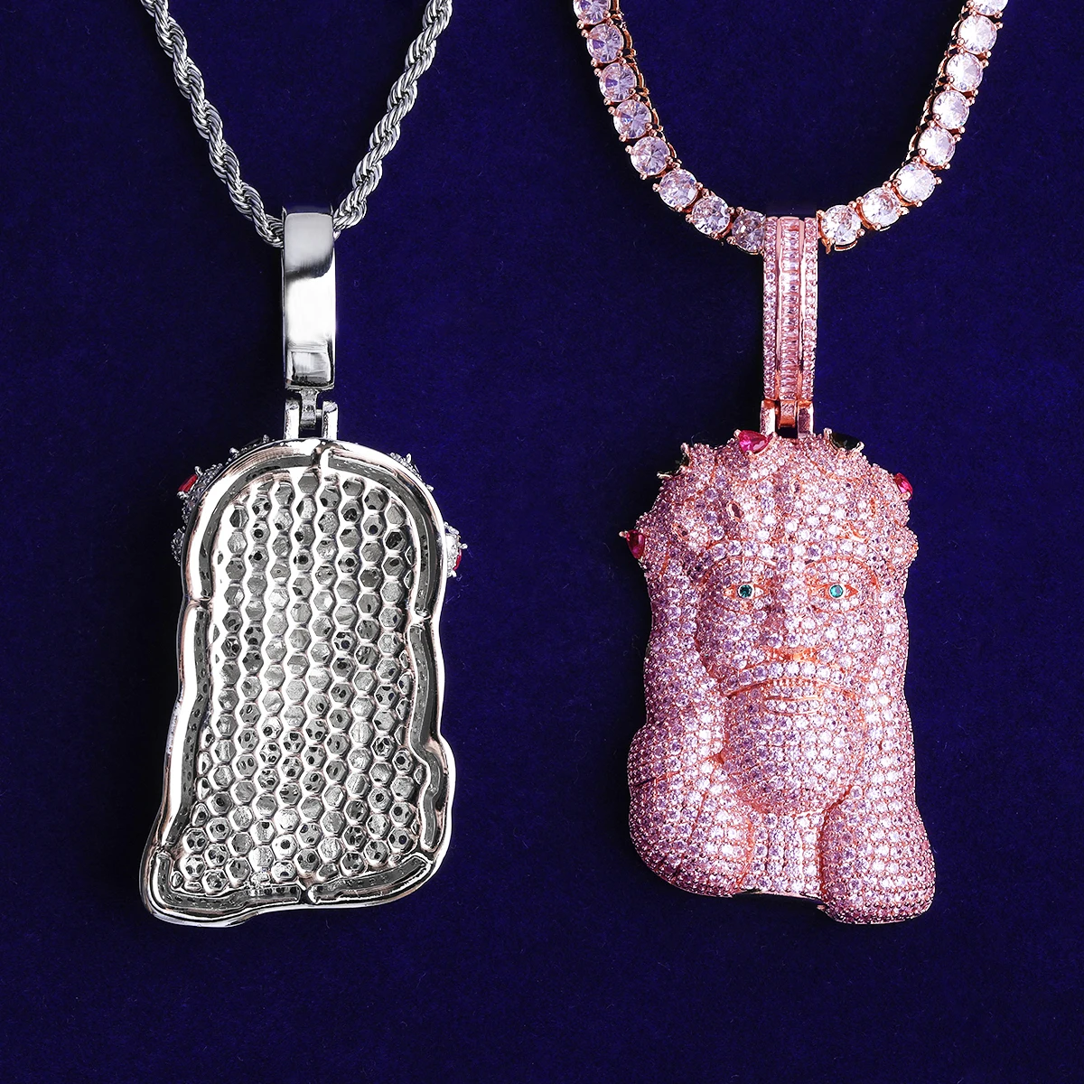 Bubble Letter Iced Out Jesus Necklace Pendant for Men Real Gold Plated 5A Cubic Zirconia Hip Hop Jewelry