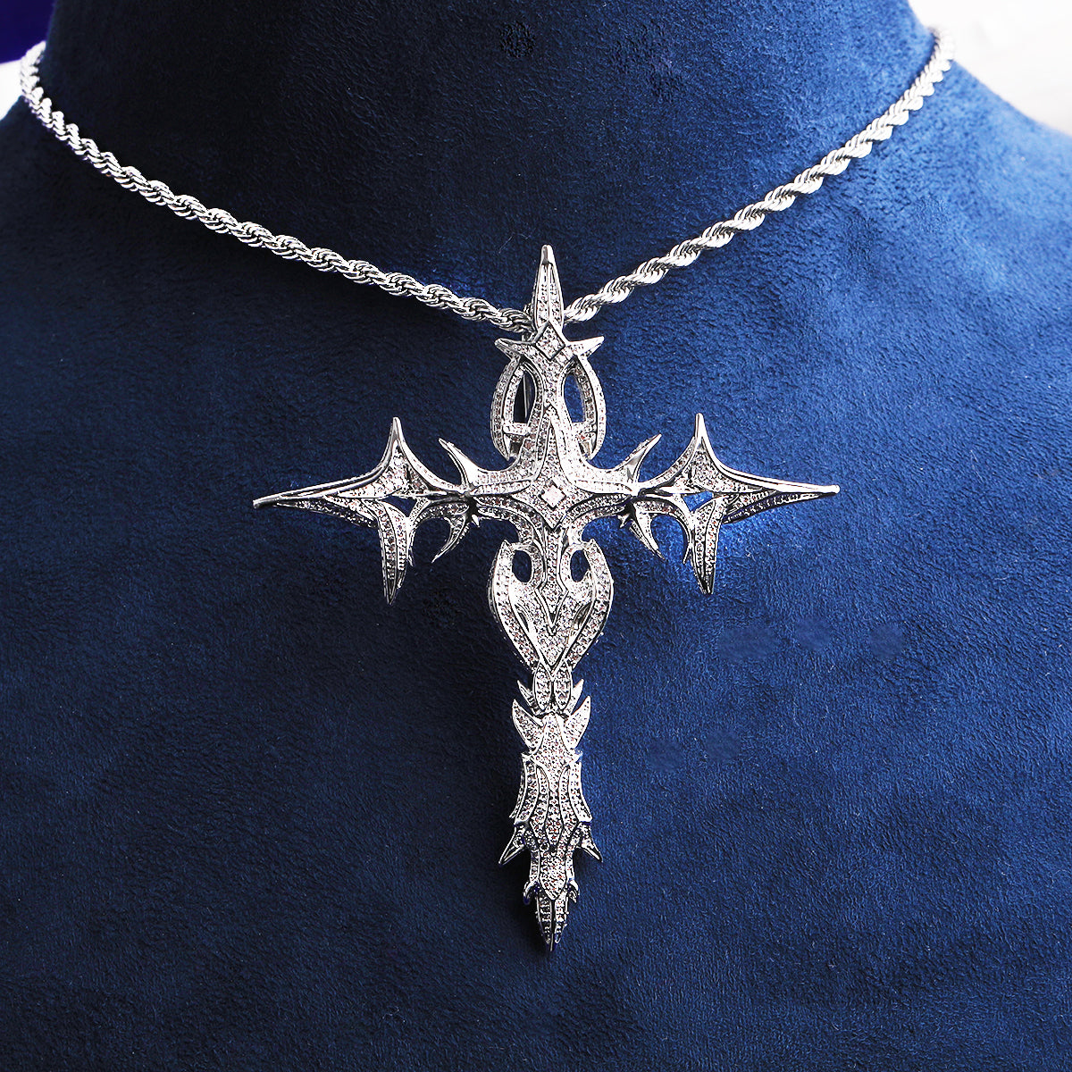 Bubble Letter Iced Out Cross Necklace Pendant for Men 5A Cubic Zirconia Hip Hop Jewelry