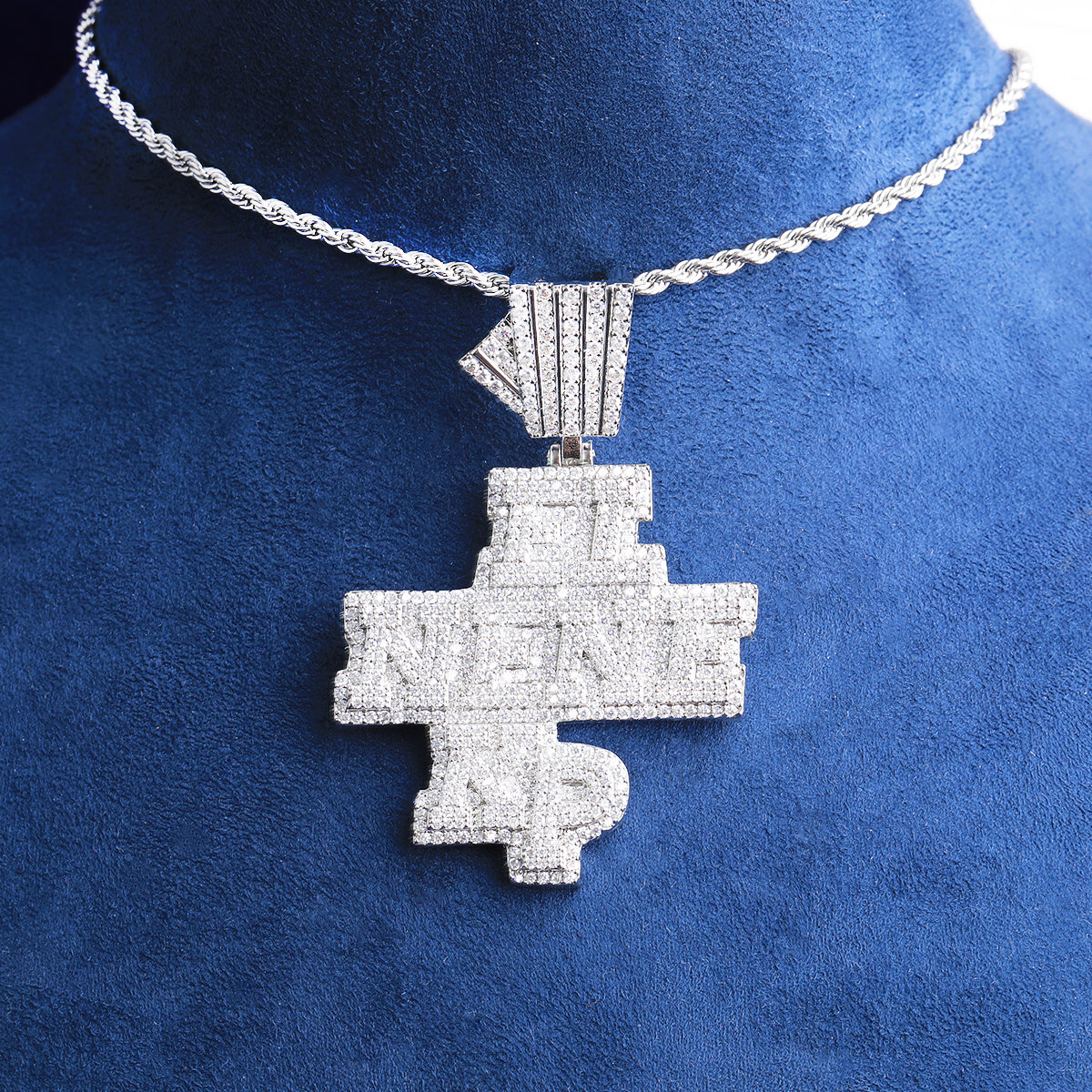 Bubble Letter Iced Out El Ne Ne Kp Necklace Pendant for Men Real Gold Plated Hip Hop Jewelry
