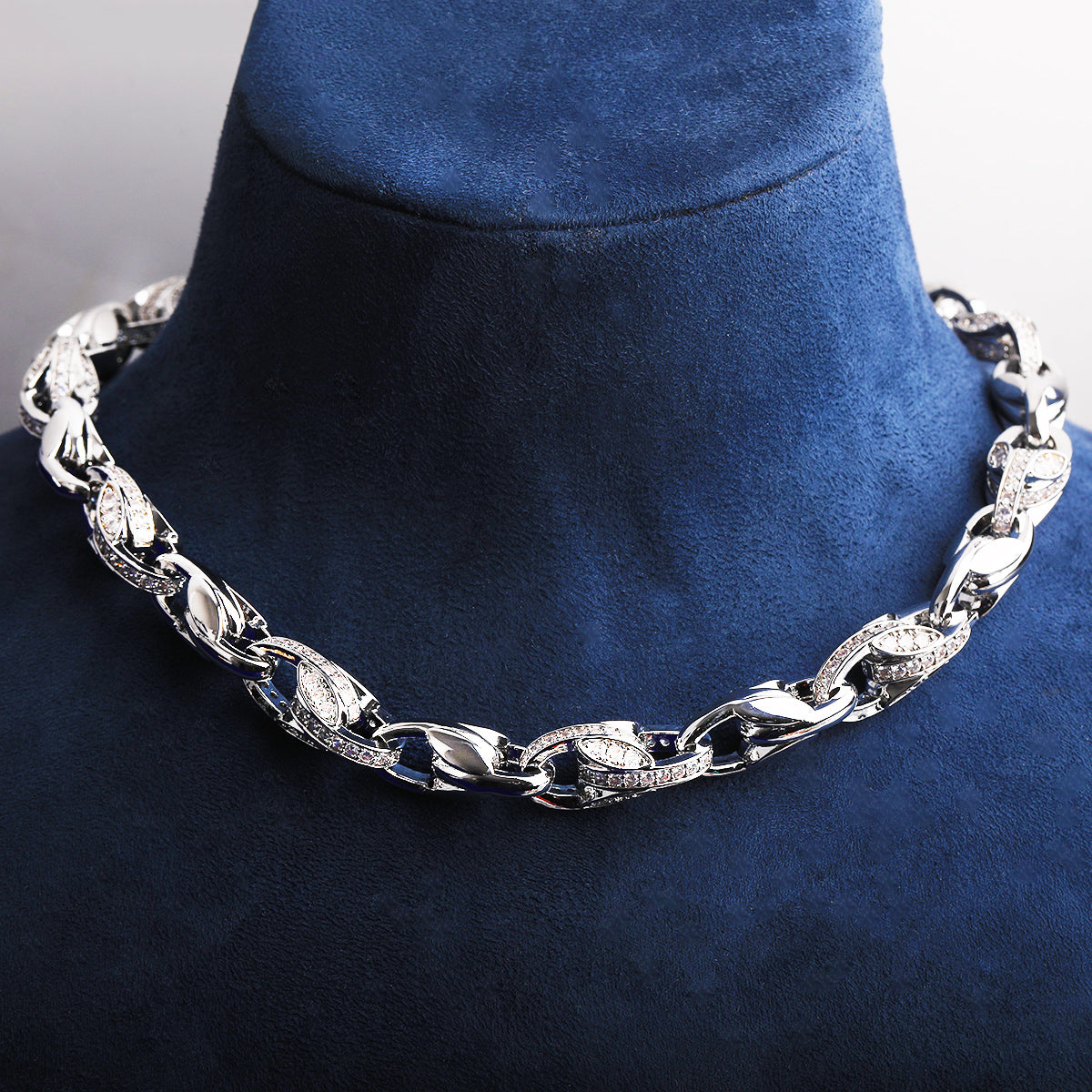 Bubble Letter Iced Out Tulip Link Chain for Men Necklace Choker 5A Cubic Zirconia Gold Plated Hip Hop Jewelry