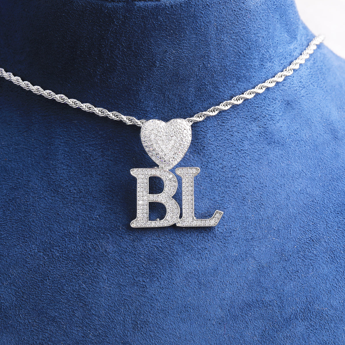 Bubble Letter Iced Out Customized Name Necklace Pendant for Men Heart Bail Real Gold Plated Hip Hop Jewelry