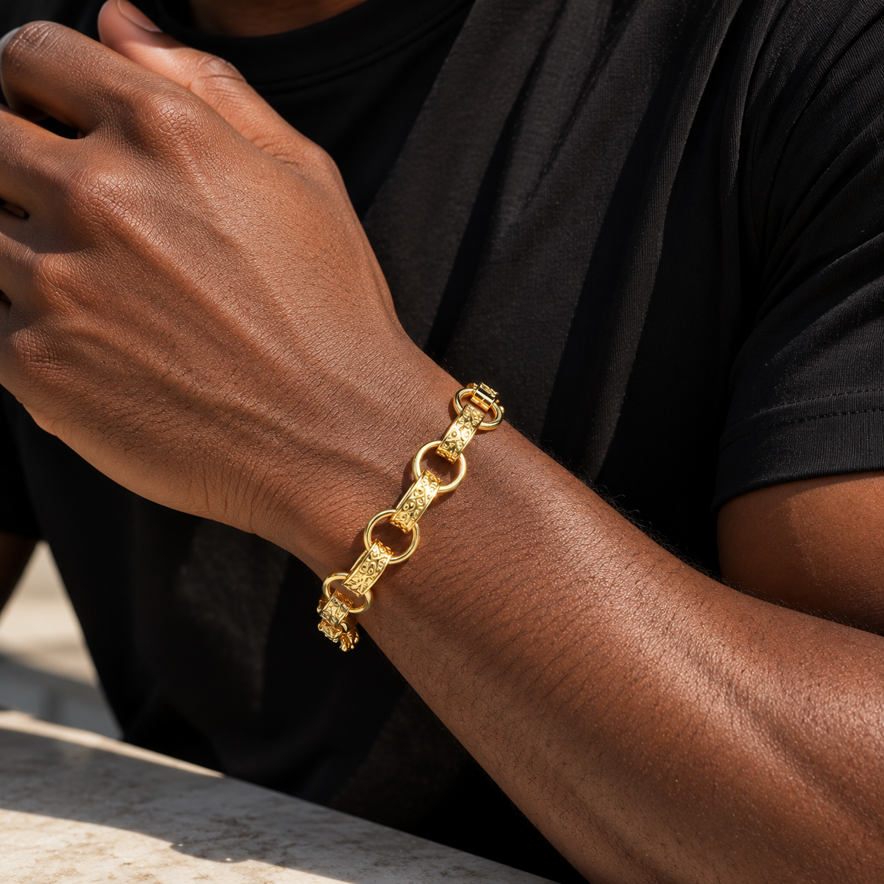 Bubble Letter Belcher Link Bracelet for Men 5A Cubic Zirconia Hip Hop Jewelry