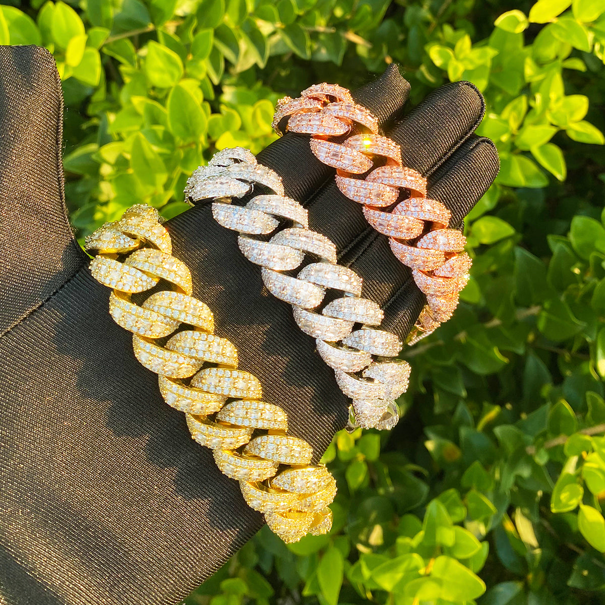 Bubble Letter Iced Out Cuban Link Bracelet for Men 5A Cubic Zirconia Gold Plated Hip Hop Jewelry Baguette Clasp