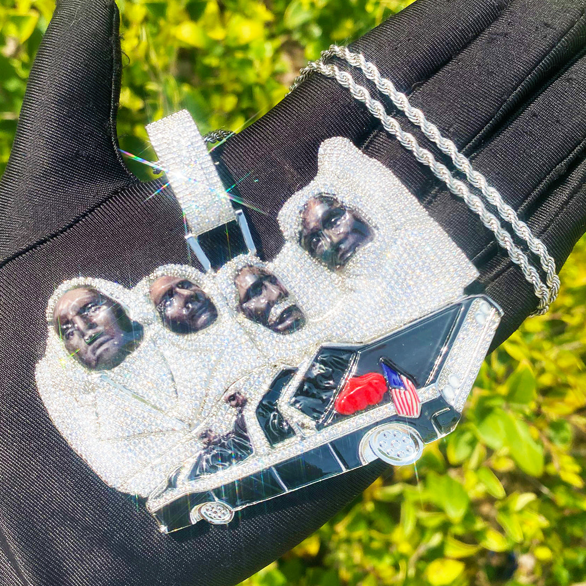 Bubble Letter Luxury JFKK Motorcade Necklace Pendant for Men Real Gold Plated Copper Cubic Zirconia Hip Hop Jewelry