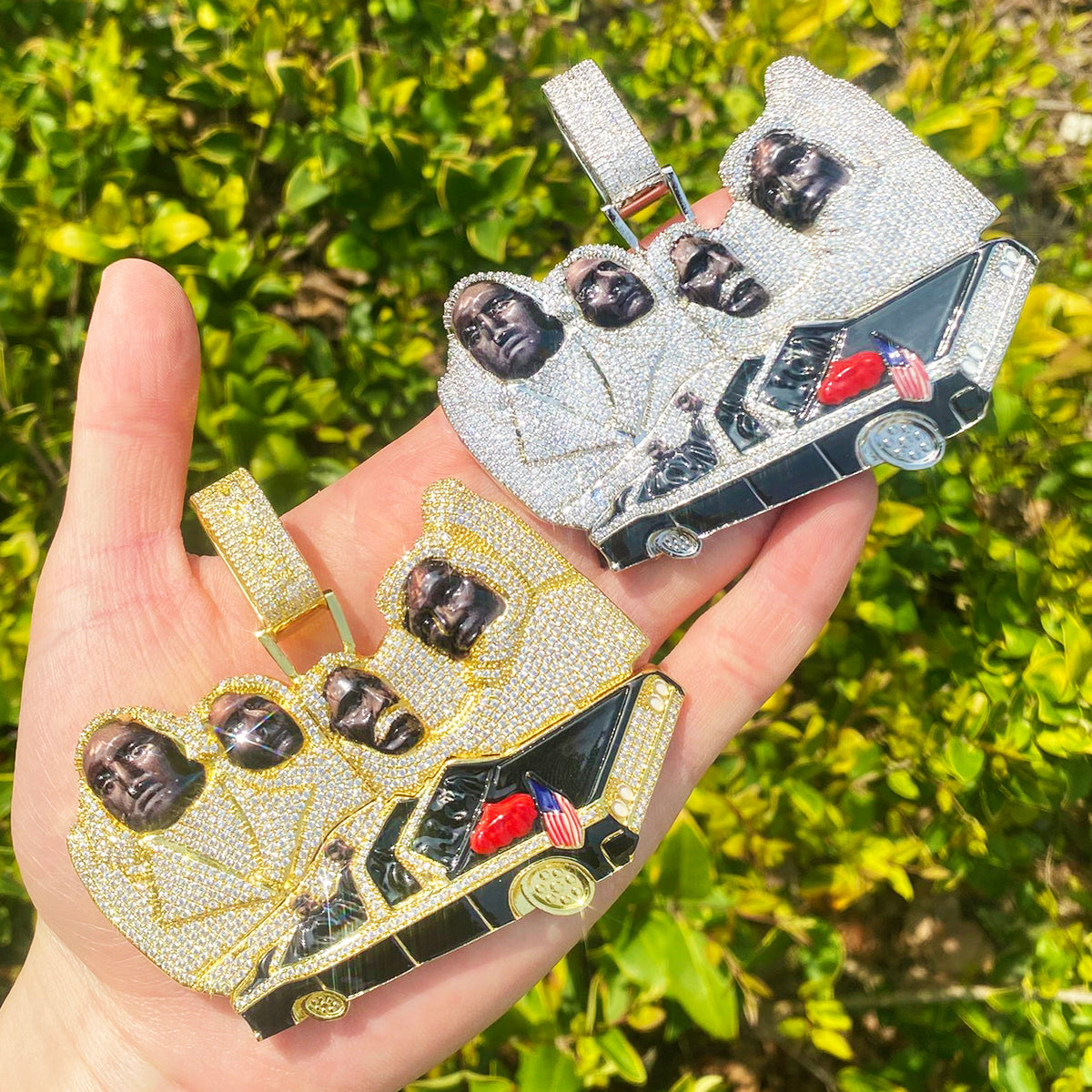 Bubble Letter Luxury JFKK Motorcade Necklace Pendant for Men Real Gold Plated Copper Cubic Zirconia Hip Hop Jewelry