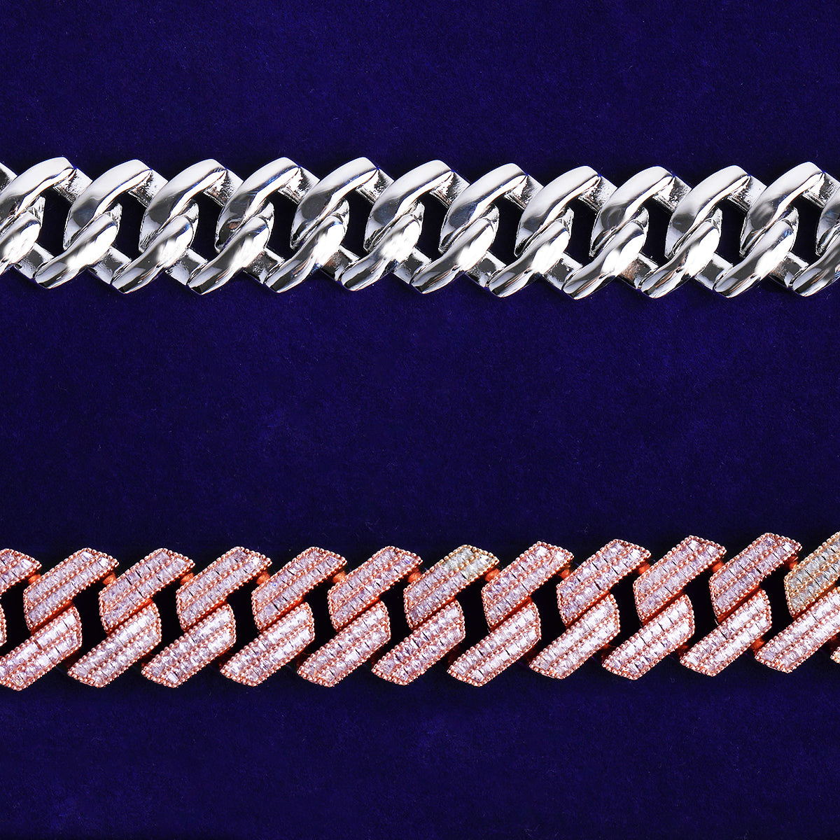 Bubble Letter 20mm Baguette Link Chain for Men Necklace Choker 5A Cubic Zirconia Gold Plated Hip Hop Jewelry