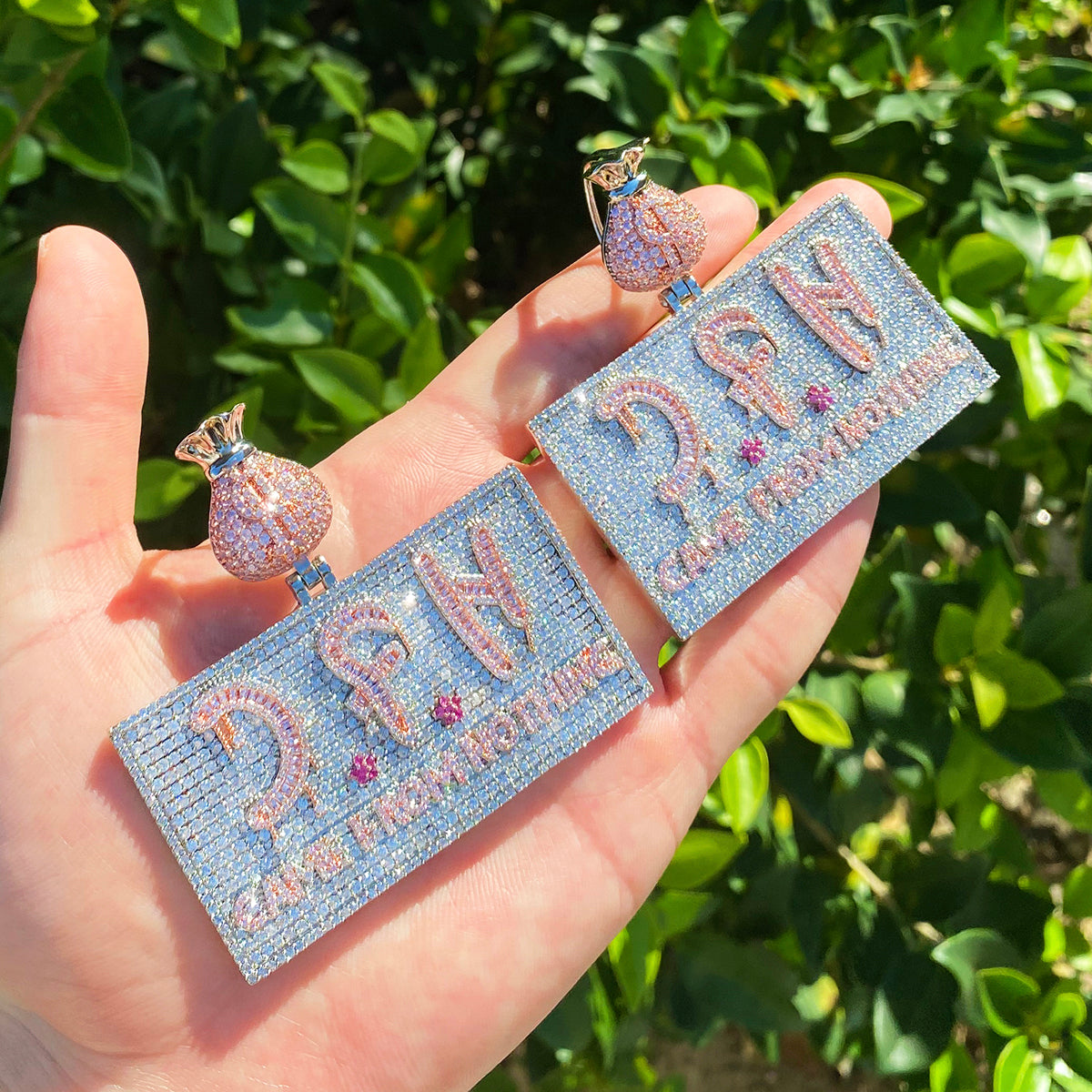 Bubble Letter Iced Out Game From Nothing Necklace Pendant for Men 5A Copper Cubic Zirconia Hip Hop Jewelry