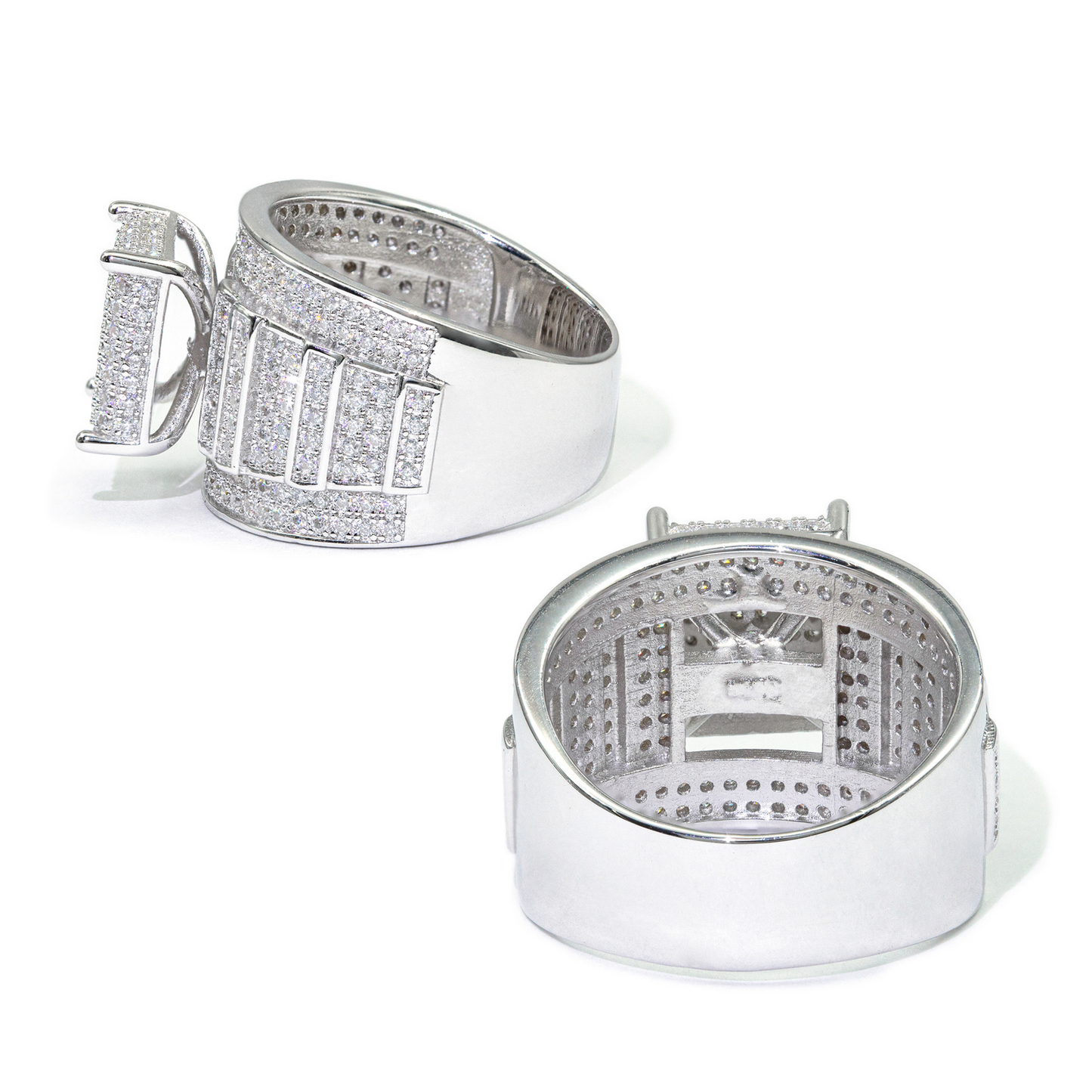 Bubble Letter Silver Moissanite Wedding Ring for Men Hip Hop Jewelry