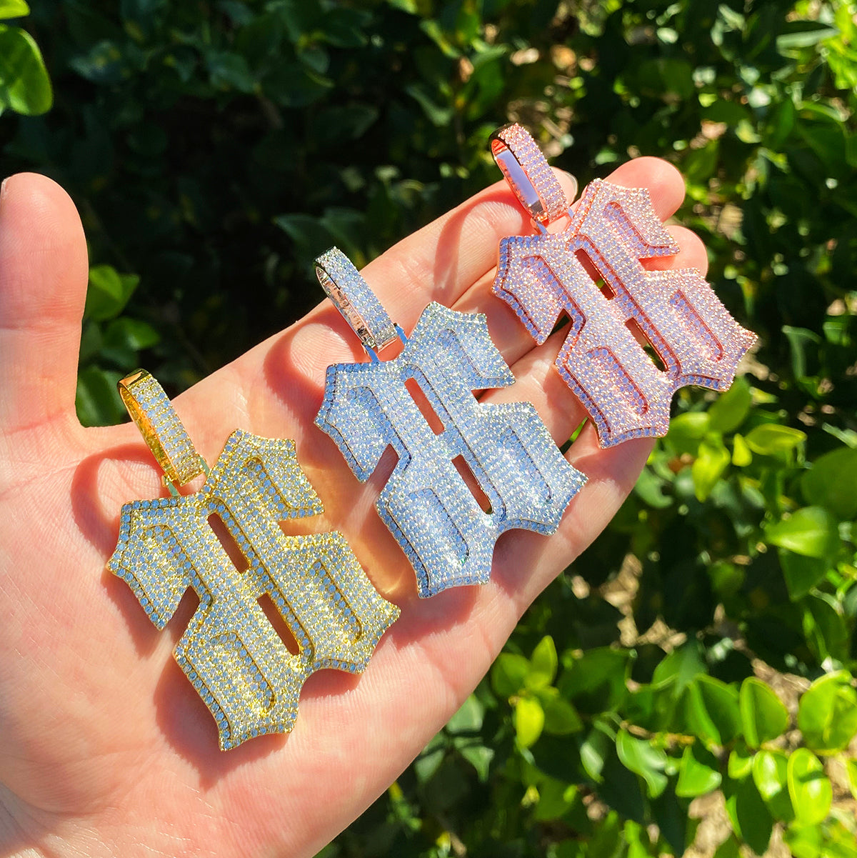 Bubble Letter Iced Out Number 66 Necklace Pendant for Men 5A Copper Cubic Zirconia Hip Hop Jewelry
