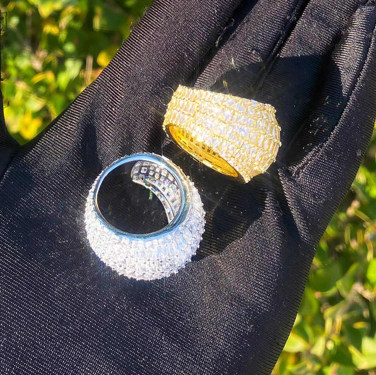 Bubble Letter Iced Out Baguette Ring for Men 5A Cubic Zirconia Real Gold Plated Hip Hop Jewelry