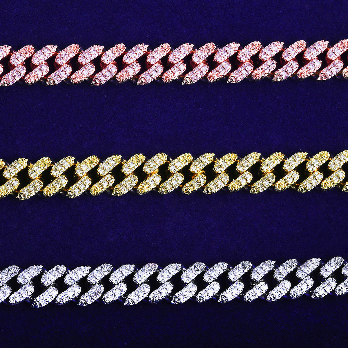 Bubble Letter Iced Out Flora Dove Cuban Link Bracelet for Men 5A Real Copper Gold Plated Hip Hop Jewelry