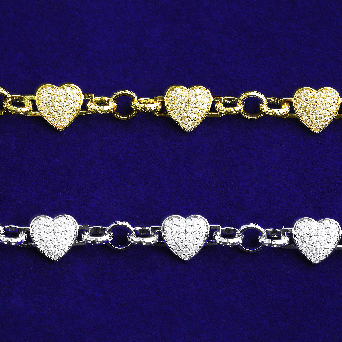 Bubble Letter Belcher Heart Link Bracelet for Men Real Gold Plated Copper Cubic Zirconia Hip Hop Jewelry