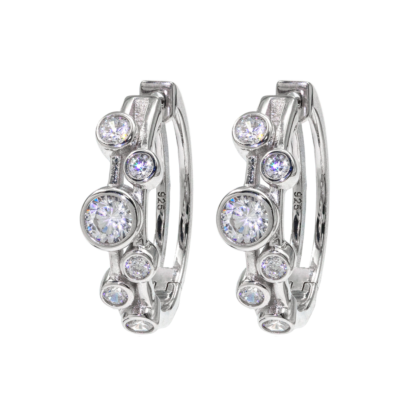 Bubble Letter Silver Moissanite VVS Dot Eardrop Earring for Women Hip Hop Jewelry