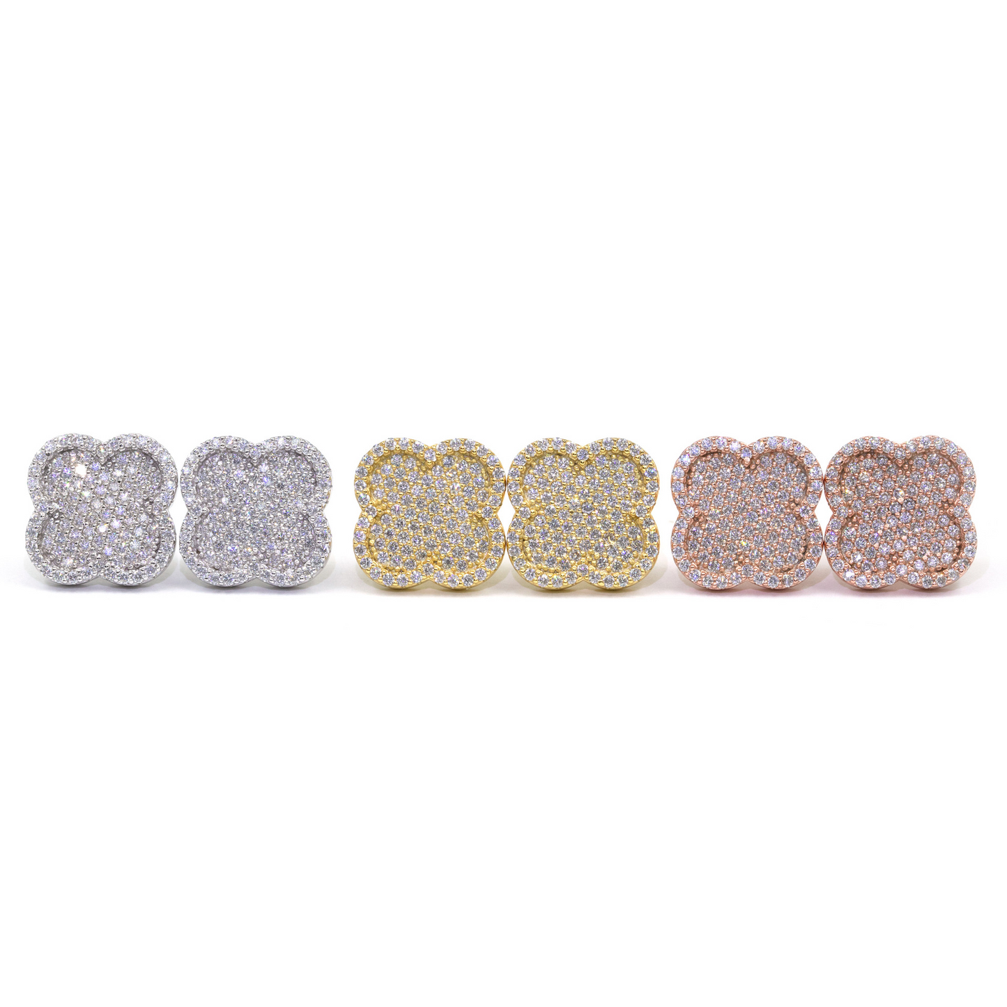 Bubble Letter Silver Moissanite VVS Cross Flower Stud Earring for Women Hip Hop Jewelry