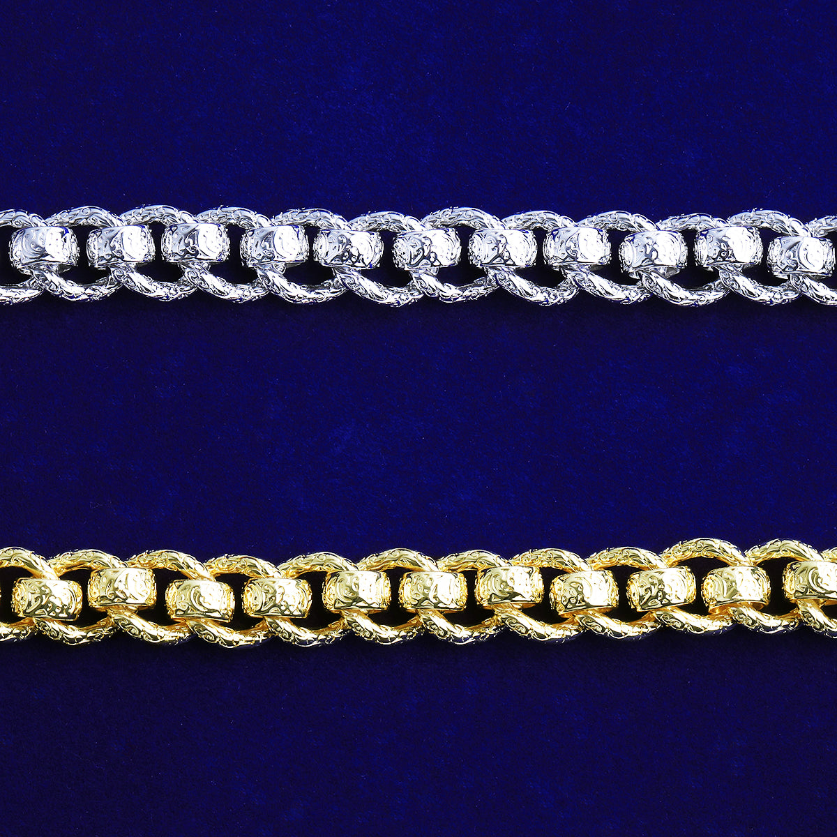 Bubble Letter Pattered Ring Roller Belcher Chain for Men Albert Clasp Hip Hop Jewelry