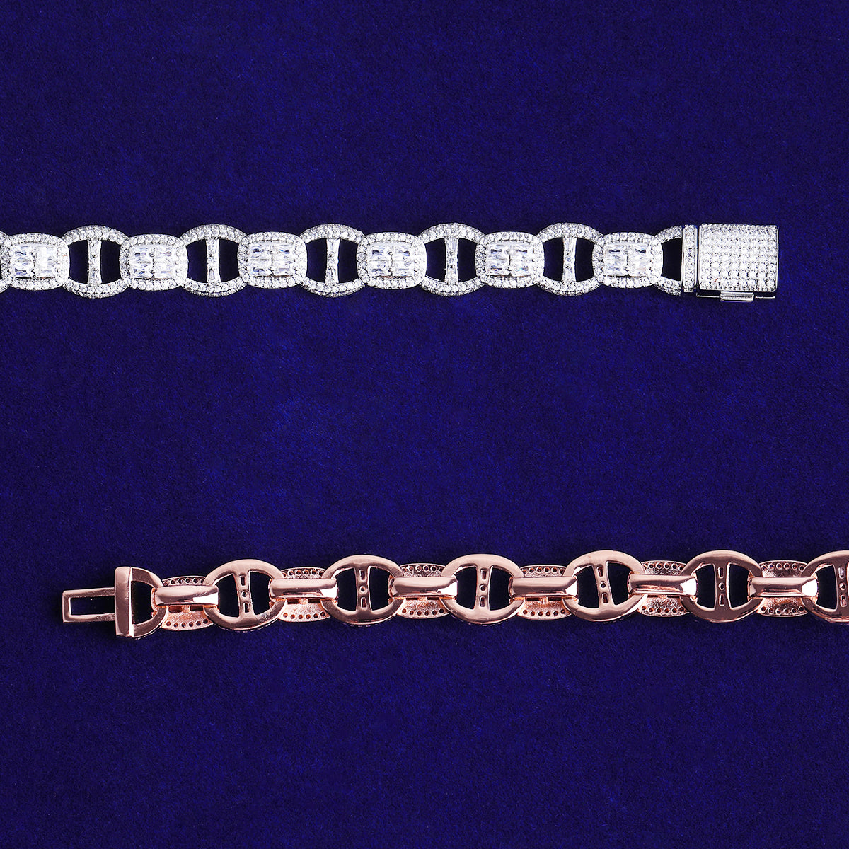 Bubble Letter Iced Out Coffee Bean Link Chain for Men 5A Cubic Zirconia Gold Plated Hip Hop Jewelry