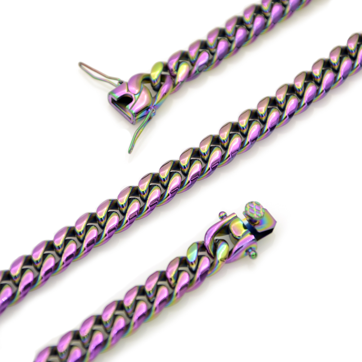 Bubble Letter Miami Cuban Link Chain Necklace Choker for Men Stainless Steel Colorful Plated Hip Hop Jewelry