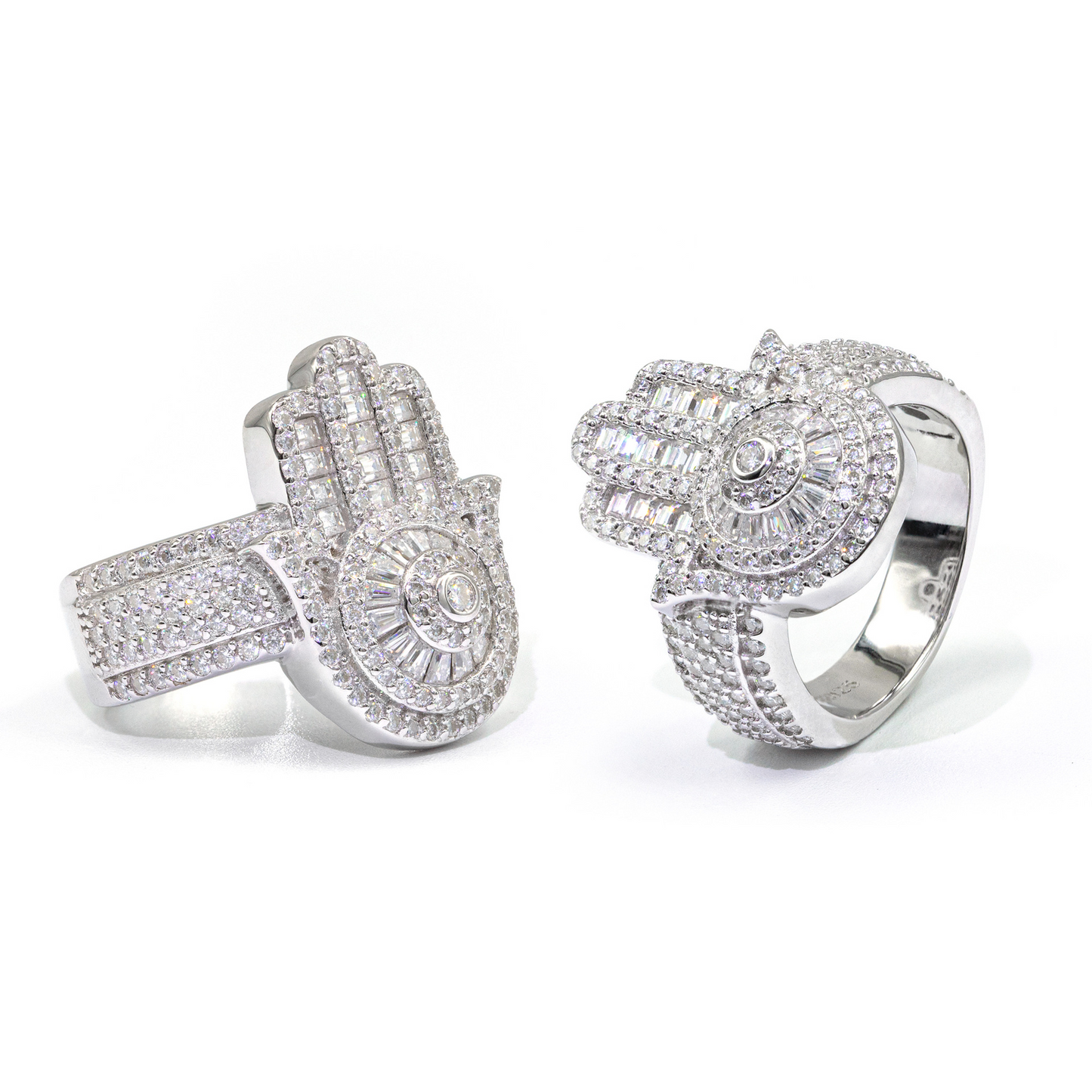 Bubble Letter Silver Moissanite VVS Eye of Horus Ring for Men Hip Hop Jewelry
