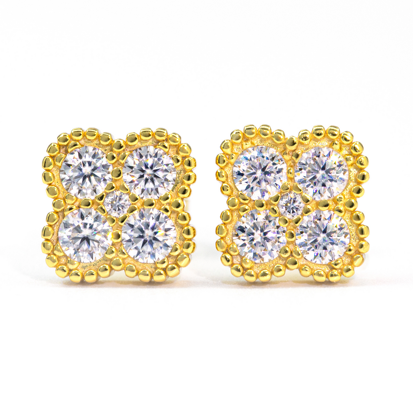 Bubble Letter Silver Moissanite VVS Flower Stud Earring for Women Hip Hop Jewelry