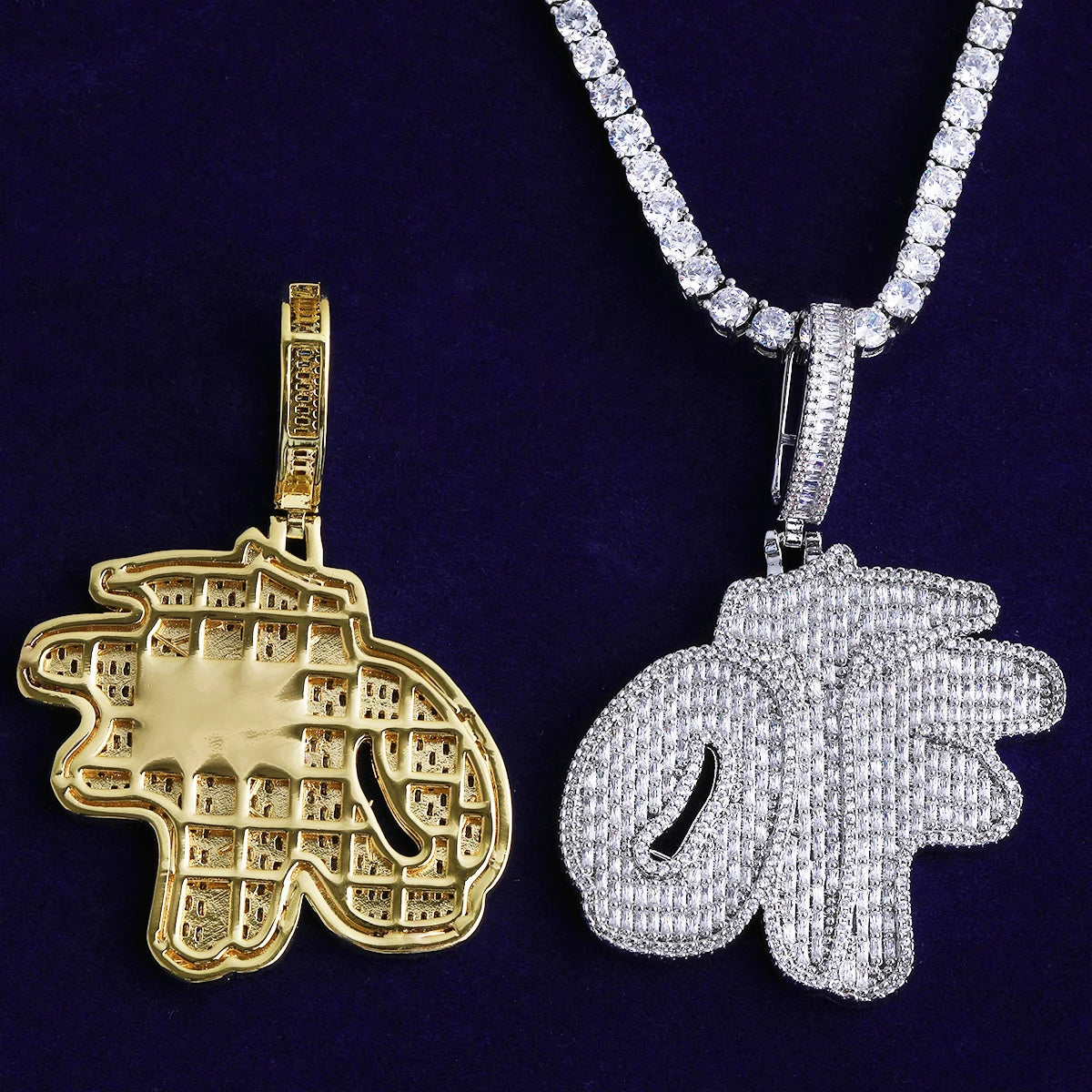 Bubble Letter Iced Out OTF Necklace Pendant for Men 5A Cubic Zirconia Prong Setting Real Gold Plated Hip Hop Jewelry