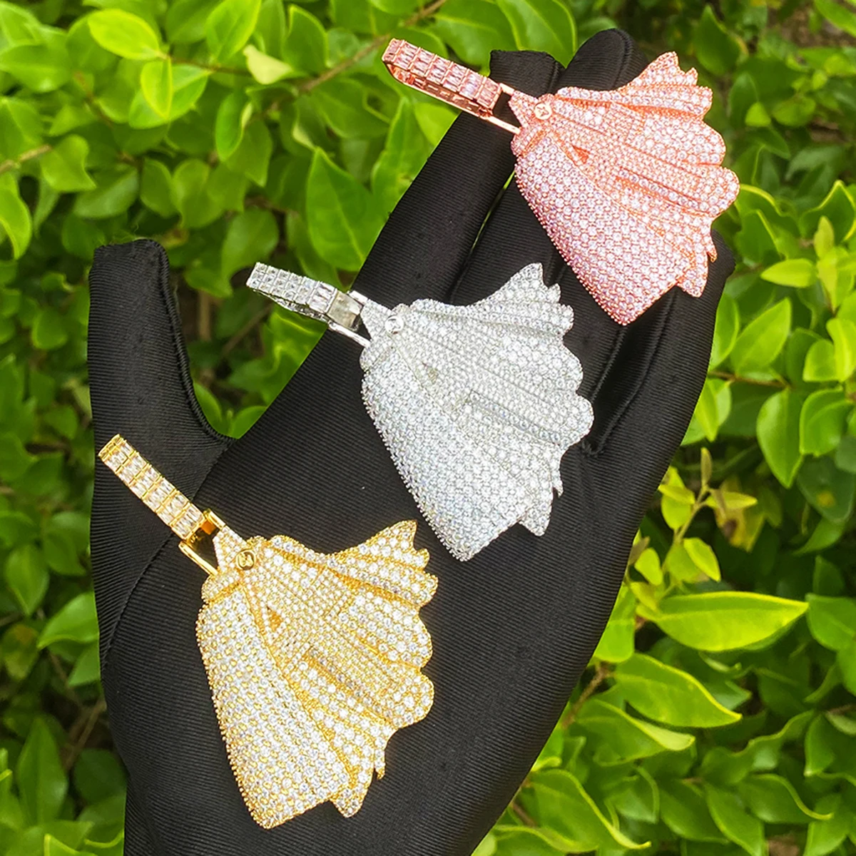 Bubble Letter Iced Out Holleween Number 4 Necklace Pendant for Men 5A Cubic Zirconia Gold Plated Hip Hop Jewelry