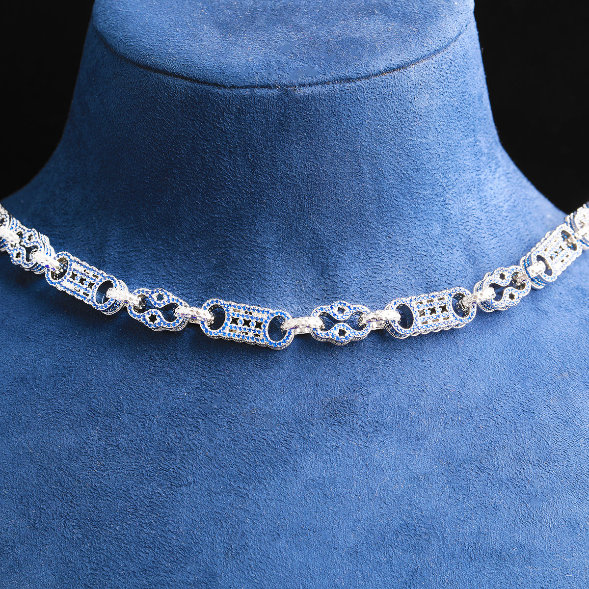 Bubble Letter Iced Out Silver Stones Star Bar Link Chain for Men Necklace Choker Real Copper Cubic Zirconia Gold Plated Hip Hop Jewelry